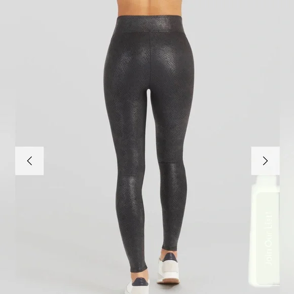 SPANX Faux Leather Matte Snake Leggings for Women Tummy Control XS - Picture 2 of 11